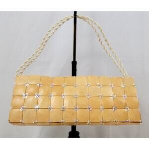 Vintage Carlo Pulicati Tile Mosaic Handbag Made in Italy Beaded Strap